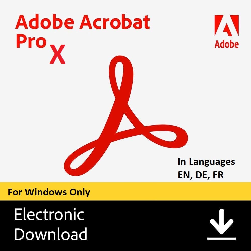 Adobe Acrobat Pro X | Lifetime License | Download | English-German-French Version | Windows | 1PC